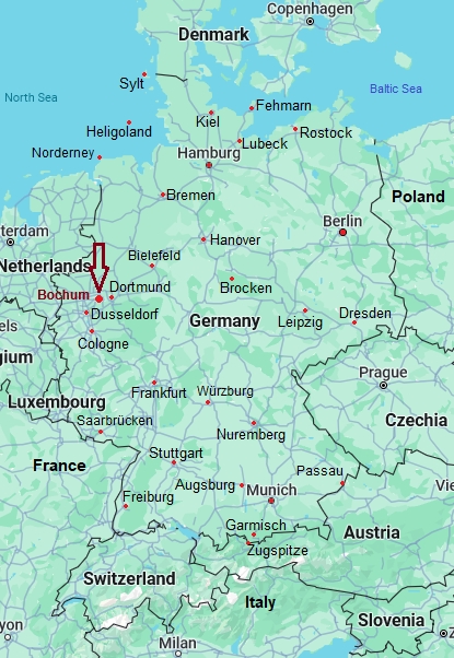Bochum, mappa che indica dove si trova