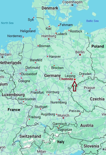 Chemnitz, mappa che indica dove si trova