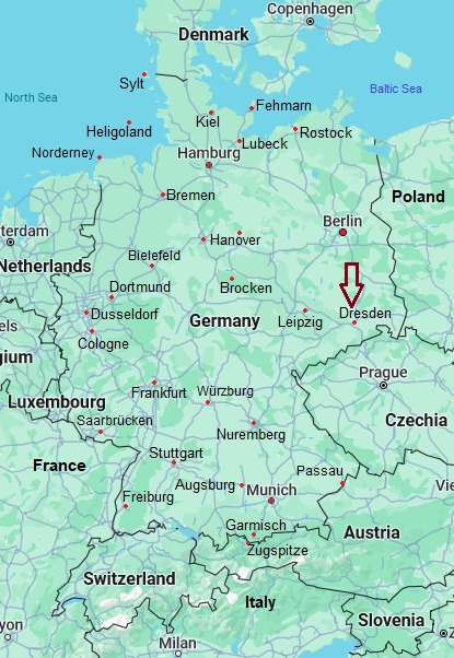 Dresda, mappa che indica dove si trova