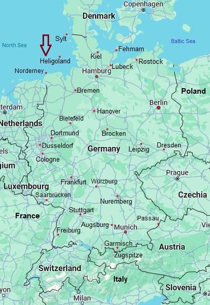Helgoland, mappa che indica dove si trova