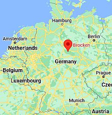 Mappa che mostra il Brocken, dove si trova