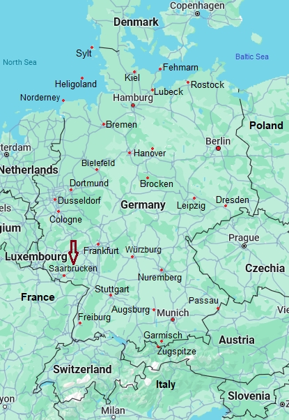 Saarbrucken, mappa che indica dove si trova