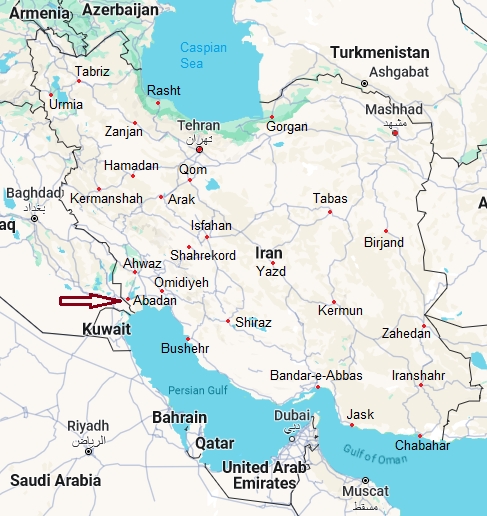 Abadan, mappa che indica dove si trova