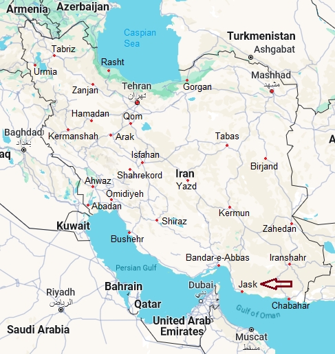 Jask, mappa che indica dove si trova