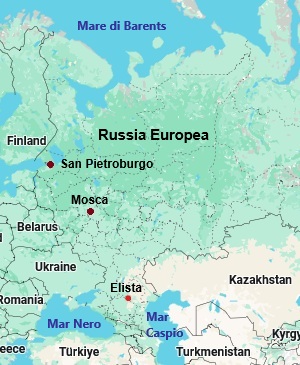 Elista, mappa che indica dove si trova