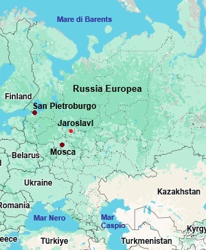 Jaroslavl, mappa che indica dove si trova