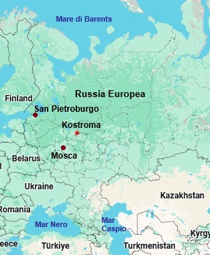 Kostroma, mappa che indica dove si trova