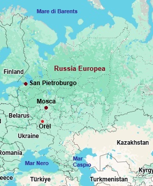 Orel, mappa che indica dove si trova