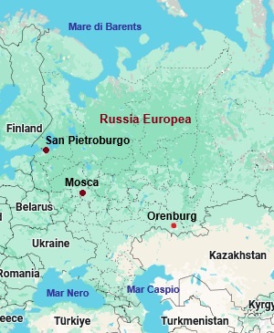 Orenburg, mappa che indica dove si trova