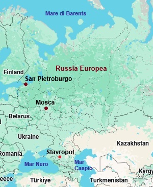 Stavropol, mappa che indica dove si trova