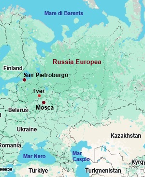Tver, mappa che indica dove si trova