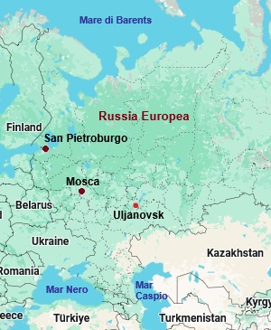 Uljanovsk, mappa che indica dove si trova