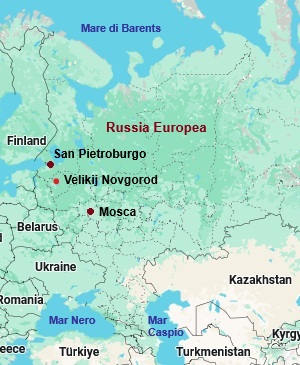 Velikij Novgorod, mappa che indica dove si trova