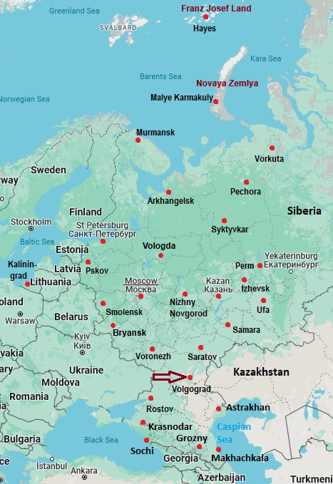 Volgograd, mappa che indica dove si trova