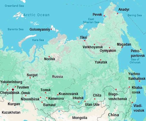 Kurgan, mappa che indica dove si trova