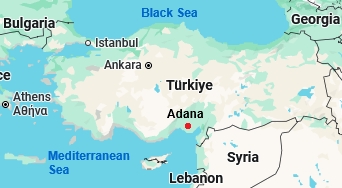 Adana, mappa che indica dove si trova