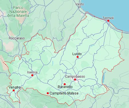 Mappa con città - Molise