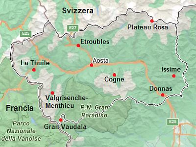Mappa con città - Valle d Aosta Mappa con città - Valle d Aosta