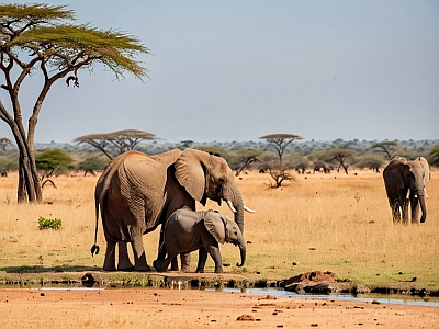 Immagine illustrativa con paesaggio della savana nella stagione secca