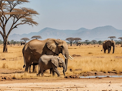 Immagine illustrativa con paesaggio della savana nella stagione secca
